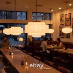 Vintage Milk Glass Pendant Lights, 15.7 White Pleated Glass Chandelier, Semi
