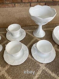 Vintage Milk Glass Plate/Wine Glasses & Bowl! Good clean shape