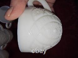 Vintage Milk Glass Punch Bowl Set Nos Early American 14 Pc. Concord