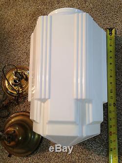 Vintage Milk Glass Skyscraper Pendant Lamps 16.5 with original holders. REDUCED