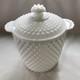 Vintage Milk Glass White Hobnail Covered Cookie Jar Or Ice Bucket 8.5 Tall
