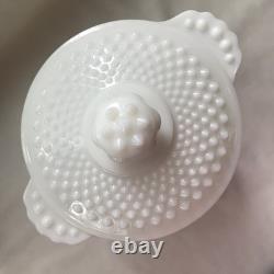 Vintage Milk Glass White Hobnail Covered Cookie Jar or Ice Bucket 8.5 Tall