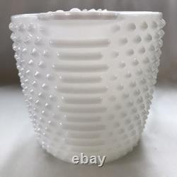 Vintage Milk Glass White Hobnail Covered Cookie Jar or Ice Bucket 8.5 Tall