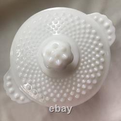 Vintage Milk Glass White Hobnail Covered Cookie Jar or Ice Bucket 8.5 Tall