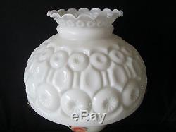 Vintage Milk Glass White Moon and Stars Pattern LG Wright Electric Lamp Roses HP