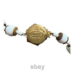 Vintage Miriam Haskell White Milk Glass Beaded Necklace-Rare Find