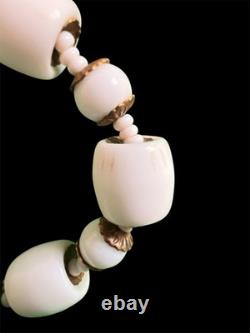Vintage Miriam Haskell White Milk Glass Beaded Necklace-Rare Find
