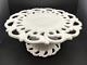 Vintage Monroe White Milk Glass By Fostoria Pedestal Cake Stand Lace Scroll