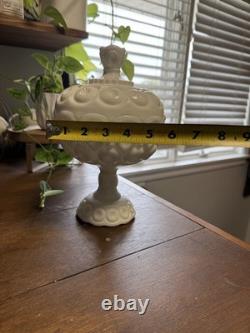 Vintage Moon and Stars Milk Glass Covered Compote Candy Dish L. E. Smith