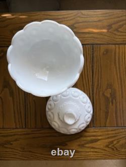 Vintage Moon and Stars Milk Glass Covered Compote Candy Dish L. E. Smith