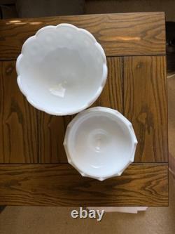 Vintage Moon and Stars Milk Glass Covered Compote Candy Dish L. E. Smith