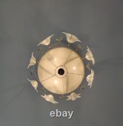 Vintage Murano White Milk Glass Flower Chandelier Wedding Home Decor