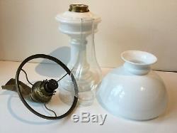 Vintage Opaline White Milk Glass Oil Lamp