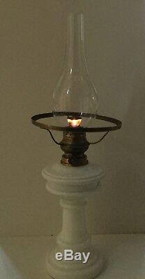 Vintage Opaline White Milk Glass Oil Lamp