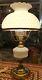 Vintage Original Hobnail White Milk Glass Hurricane Parlor Table Lamp Mcm