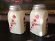 Vintage Original Mckee Red Dots Milk Glass Roman Arch Salt & Pepper Shakers