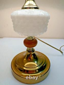 Vintage Original White Milk Glass Hobnail Hurricane Table Lamp Parlor 22