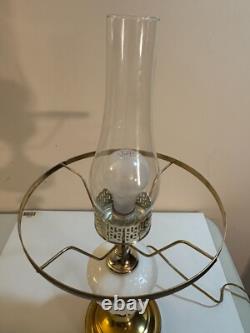 Vintage Original White Milk Glass Hobnail Hurricane Table Lamp Parlor 22