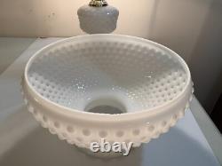 Vintage Original White Milk Glass Hobnail Hurricane Table Lamp Parlor 22