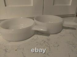 Vintage Ovenware Glasbake J2639 White Milk Glass Handled Bowls Set Of 12