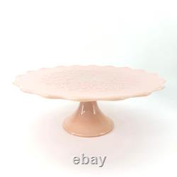 Vintage PINK Fenton Milk Glass Spanish Lace Cake Stand Pedestal Base 13