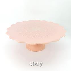 Vintage PINK Fenton Milk Glass Spanish Lace Cake Stand Pedestal Base 13 Vintage PINK Fenton Milk Glass Spanish Lace Cake Stand Pedestal Base 13
