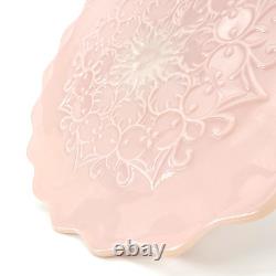 Vintage PINK Fenton Milk Glass Spanish Lace Cake Stand Pedestal Base 13