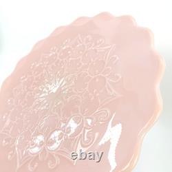 Vintage PINK Fenton Milk Glass Spanish Lace Cake Stand Pedestal Base 13
