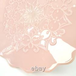 Vintage PINK Fenton Milk Glass Spanish Lace Cake Stand Pedestal Base 13