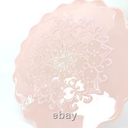Vintage PINK Fenton Milk Glass Spanish Lace Cake Stand Pedestal Base 13