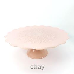 Vintage PINK Fenton Milk Glass Spanish Lace Cake Stand Pedestal Base 13