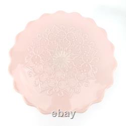 Vintage PINK Fenton Milk Glass Spanish Lace Cake Stand Pedestal Base 13