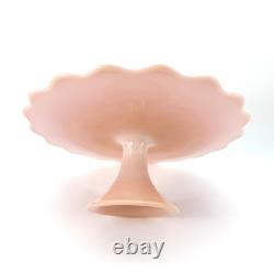 Vintage PINK Fenton Milk Glass Spanish Lace Cake Stand Pedestal Base 13