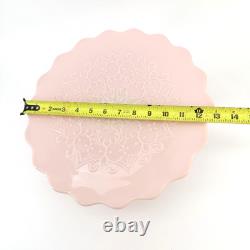 Vintage PINK Fenton Milk Glass Spanish Lace Cake Stand Pedestal Base 13