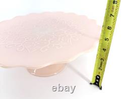 Vintage PINK Fenton Milk Glass Spanish Lace Cake Stand Pedestal Base 13