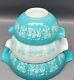 Vintage Pyrex 3 Piece Turquoise Amish Butterprint Cinderella Mixing Bowl Set