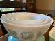 Vintage Pyrex Amish Butterprint White Turquoise Nesting Mixing Bowl Set 401-404
