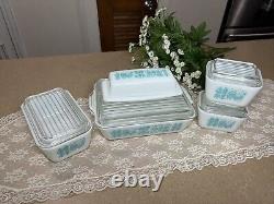 Vintage PYREX Amish BUTTERPRINT 10 Piece COMPLETE Set With Lids And Butter Dish