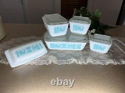 Vintage PYREX Amish BUTTERPRINT 10 Piece COMPLETE Set With Lids And Butter Dish