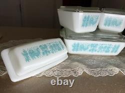 Vintage PYREX Amish BUTTERPRINT 10 Piece COMPLETE Set With Lids And Butter Dish