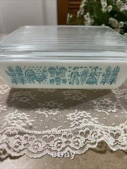 Vintage PYREX Amish BUTTERPRINT 10 Piece COMPLETE Set With Lids And Butter Dish