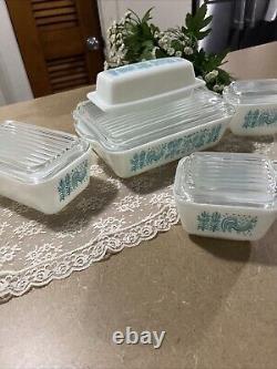 Vintage PYREX Amish BUTTERPRINT 10 Piece COMPLETE Set With Lids And Butter Dish