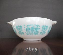 Vintage PYREX Amish Butterprint Cinderella Mixing Bowls Turquoise/White Set of 3