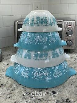 Vintage PYREX Amish Butterprint Cinderella Nesting Mixing Bowls Set of 4 Teal