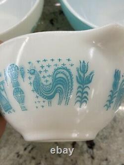 Vintage PYREX Amish Butterprint Cinderella Nesting Mixing Bowls Set of 4 Teal