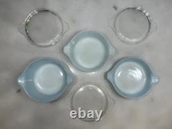 Vintage PYREX Amish Butterprint Turquoise Casserole Dishes w Lids 6pc Set