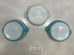 Vintage PYREX Amish Butterprint Turquoise Casserole Dishes w Lids 6pc Set