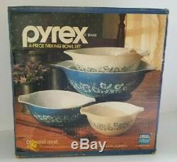 Vintage PYREX Colonial Mist Blue Nesting Mixing Bowl 441/442/443/444 New In Box