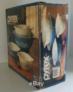 Vintage PYREX Colonial Mist Blue Nesting Mixing Bowl 441/442/443/444 New In Box