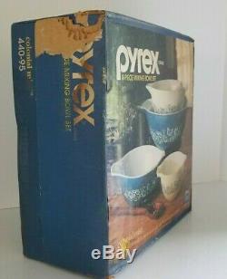 Vintage PYREX Colonial Mist Blue Nesting Mixing Bowl 441/442/443/444 New In Box